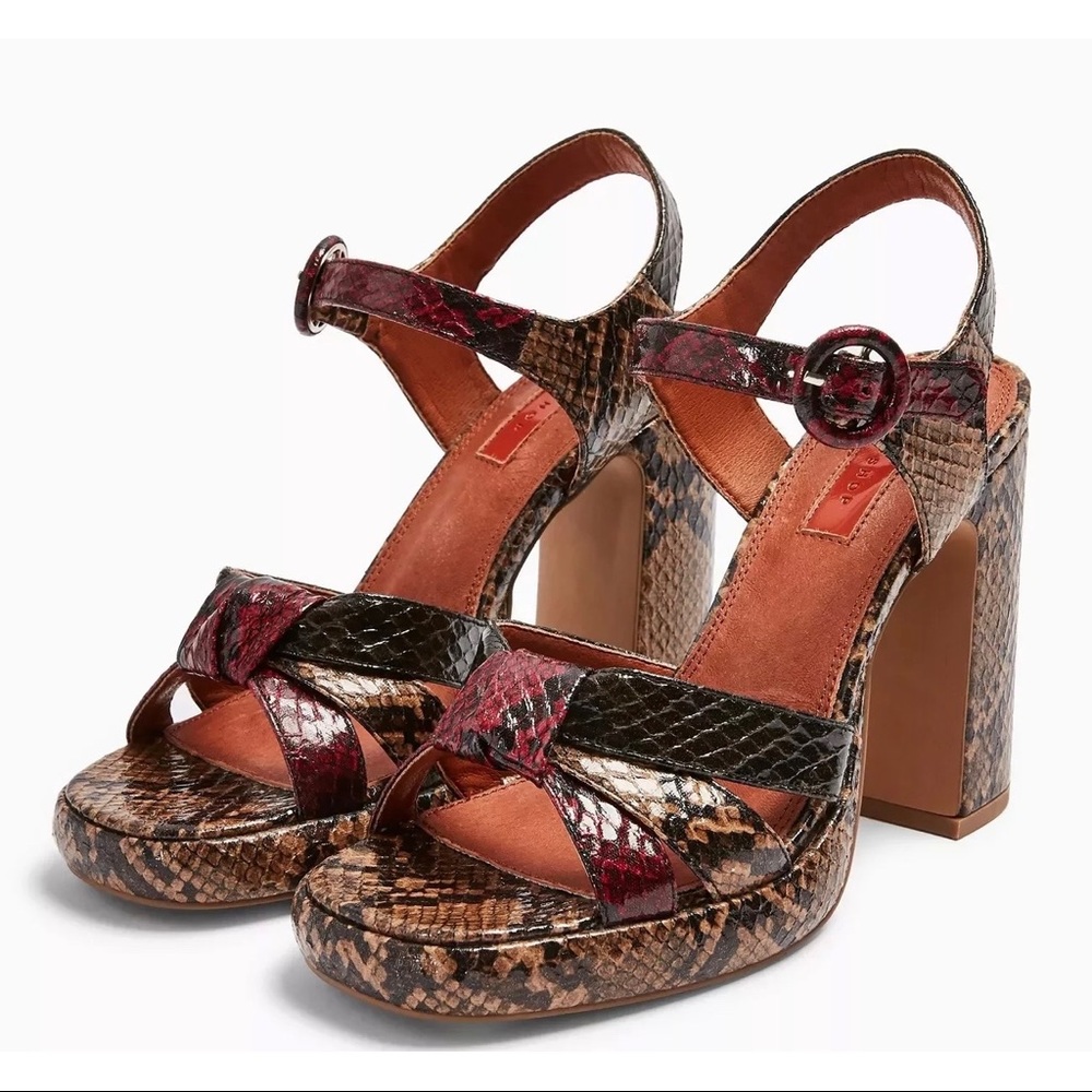 TopShop Snake Print Heeled Sandals